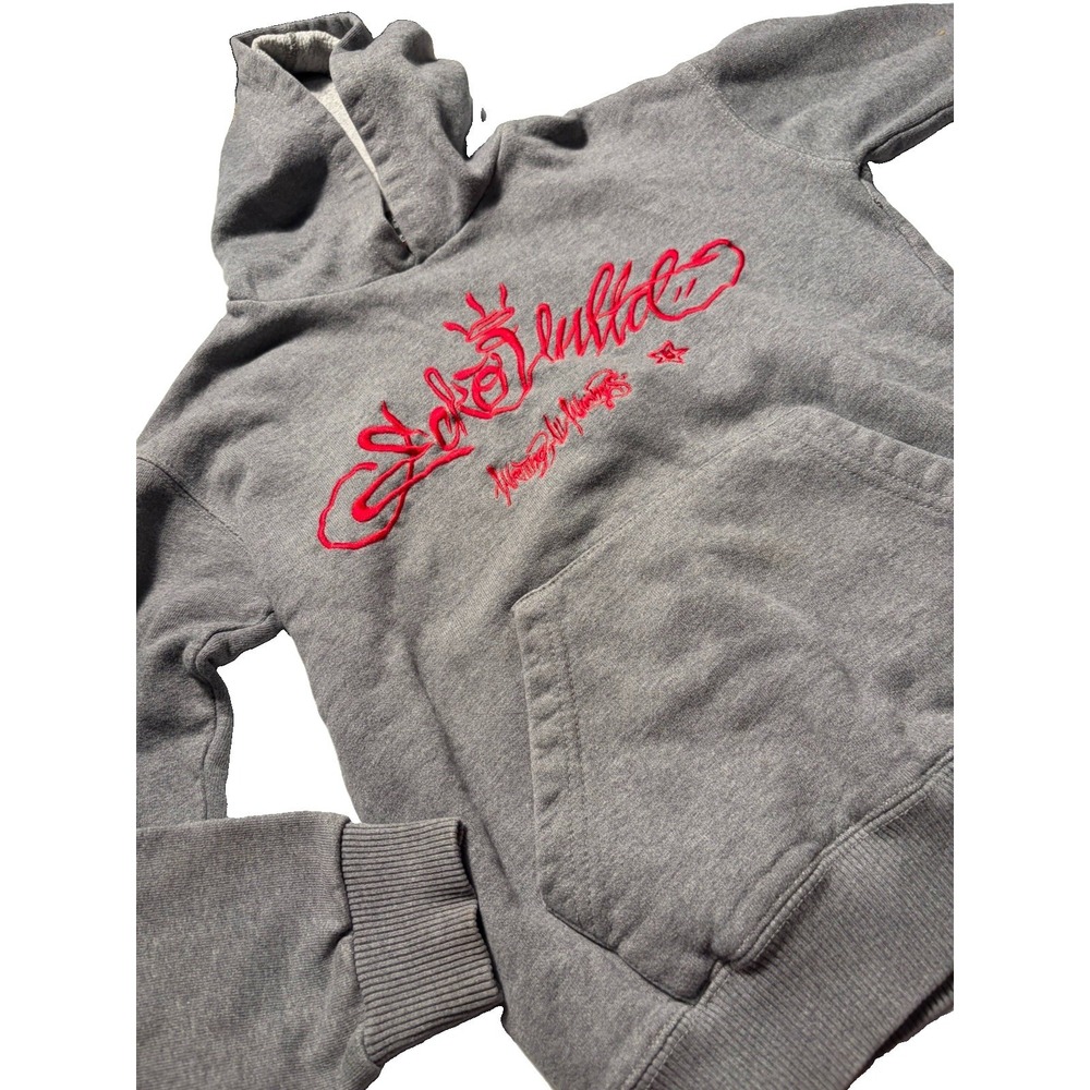 Vintage ECKO UNLTD Script Hoodie Youth Sz L 7 Gray Pullover Sweatshirt Y2K